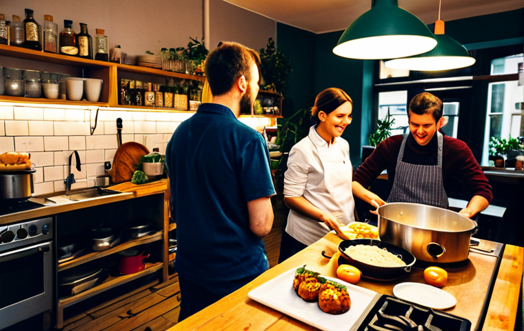 공유경제의 디지털 플랫폼 발전 방향 - Sharing Economy Cafe**
"A cozy cafe in Berlin, Germany, during the evening. A diverse group of peop...