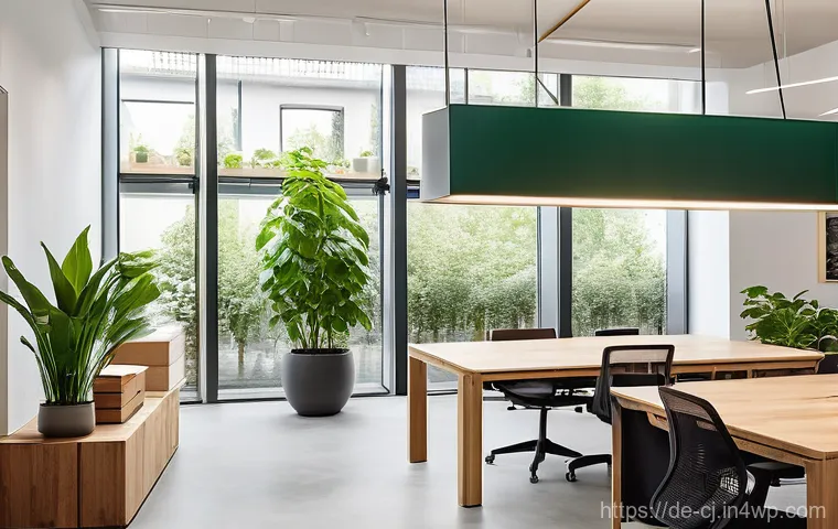 소규모 기업을 위한 공유경제 활용 방법 - A vibrant, modern co-working space in a German city, bathed in natural light. Diverse professionals,...