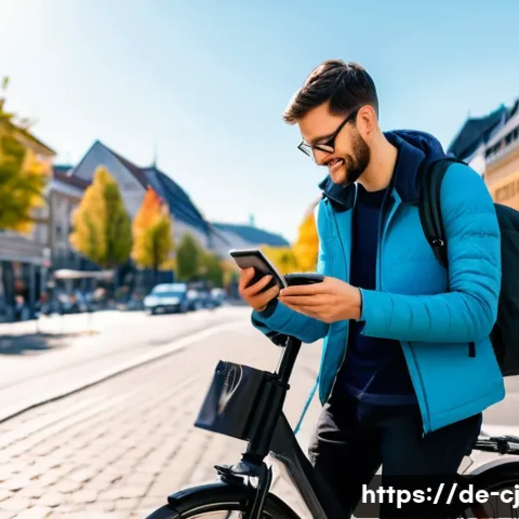 공유경제의 사용자 맞춤형 서비스 제공 - A modern urban sharing economy scene in Germany, showing diverse people interacting with various sha...