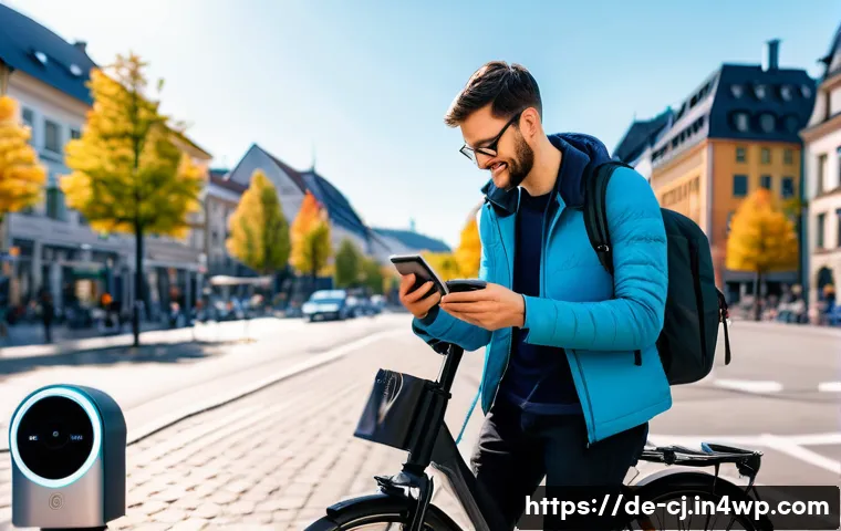 공유경제의 사용자 맞춤형 서비스 제공 - A modern urban sharing economy scene in Germany, showing diverse people interacting with various sha...