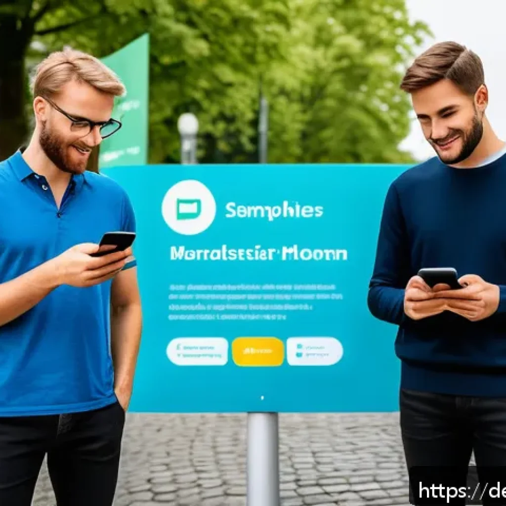 공유경제에 대한 소비자 인식 변화 - A modern urban scene in Germany showing a diverse group of people using a peer-to-peer sharing platf...