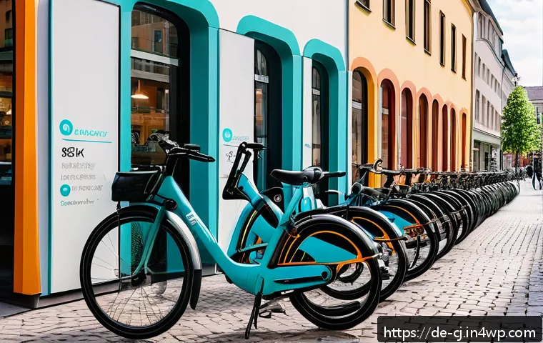 공유경제의 글로벌 확장 전략 - A vibrant urban scene in Germany showcasing diverse sharing economy platforms: people using app-base...